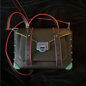 Michael Kors Manhattan Medium Contrast-Trim Leather Satchel